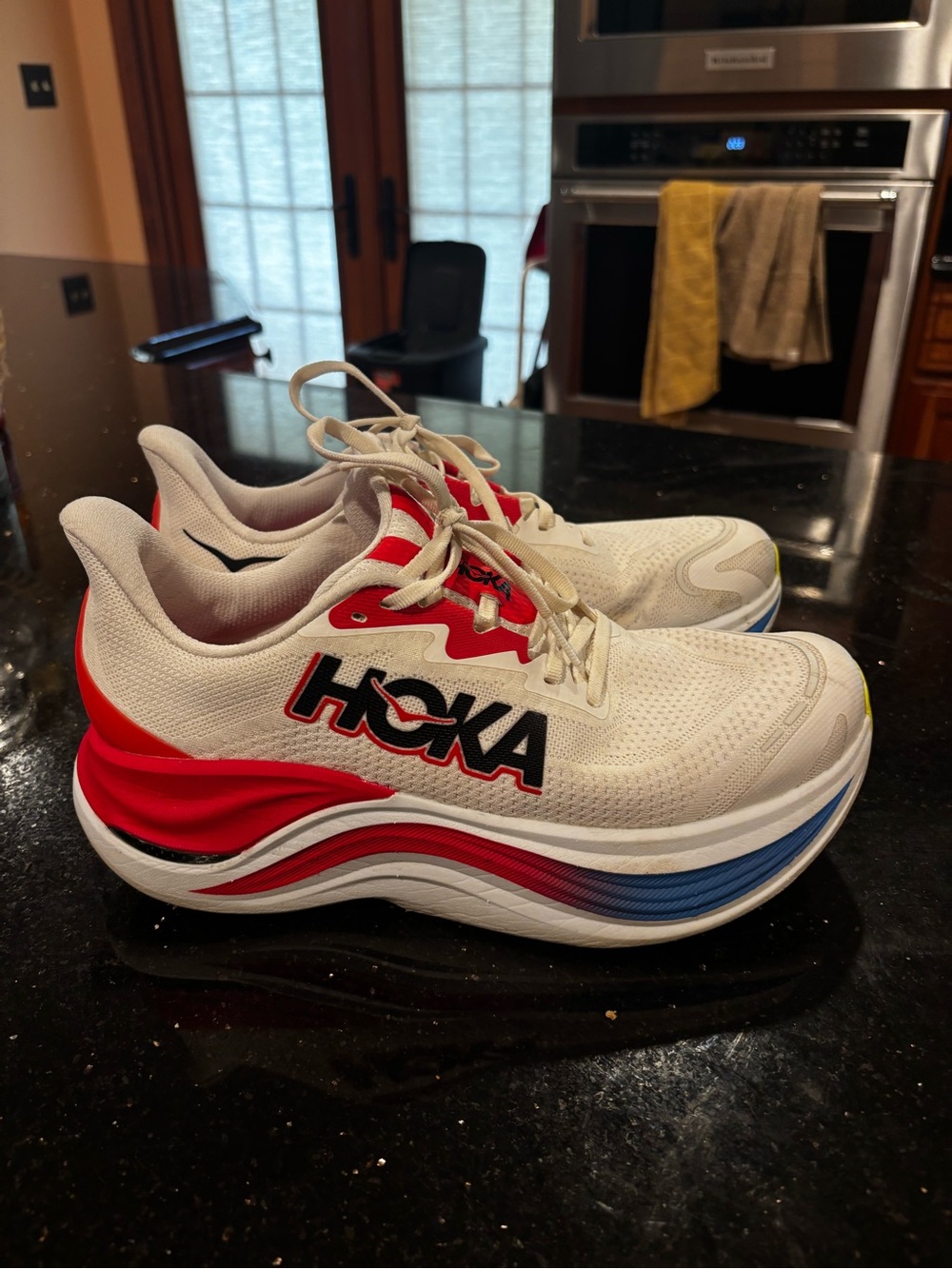 HOKA White Red Blue Running Shoes Men’s Size 9